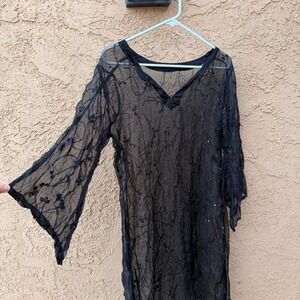 Whimsigoth or fairy Black mesh long sleeve top